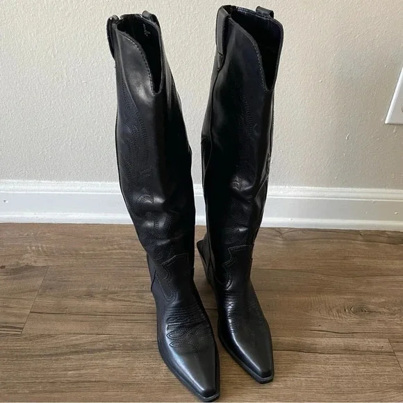 Aqua Ace Snip Toe High Heel Western Boots Sz 6 - Picture 2 of 6